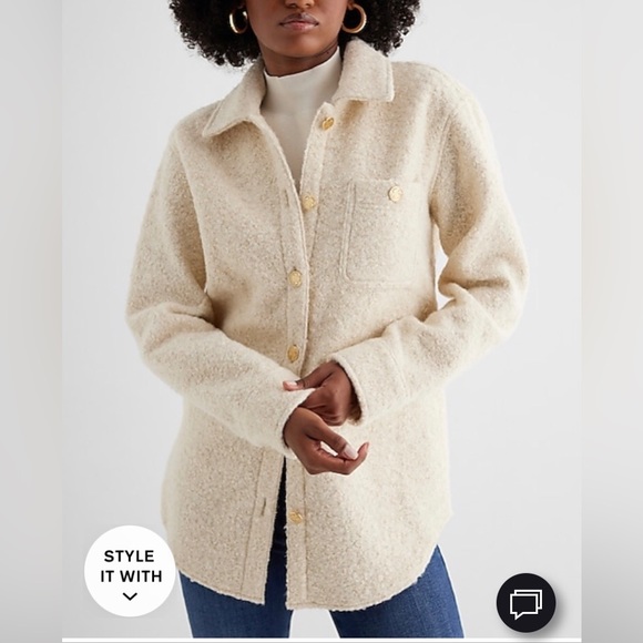Express Jackets & Blazers - NWT Express Faux Fur Gold Buttons Teddy Jacket SandShell size Large